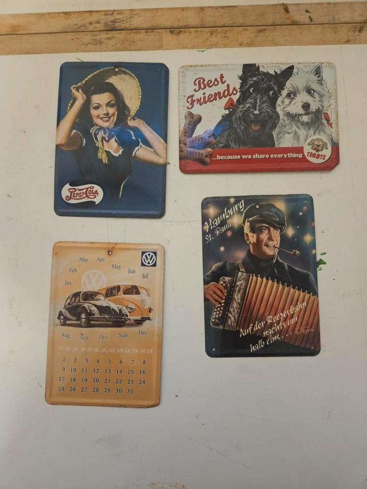 Vintage Metalen Borden Set, Antiek en Kunst, Antiek | Wandborden en Tegels, Ophalen of Verzenden