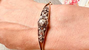 14k gouden armband met gefoliede diamanten beschikbaar voor biedingen