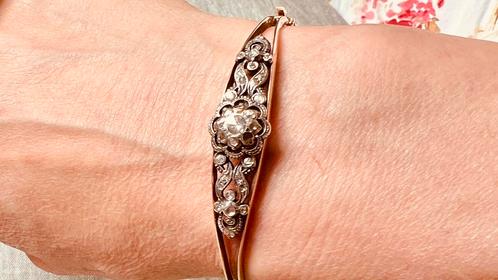 14k gouden armband met gefoliede diamanten, Sieraden, Tassen en Uiterlijk, Armbanden, Gebruikt, Goud, Goud, Met kristal, Ophalen