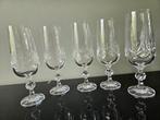 Set van 5 vintage champagne flutes/ glazen, kristal, Glas of Glazen, Ophalen of Verzenden, Overige stijlen, Glas