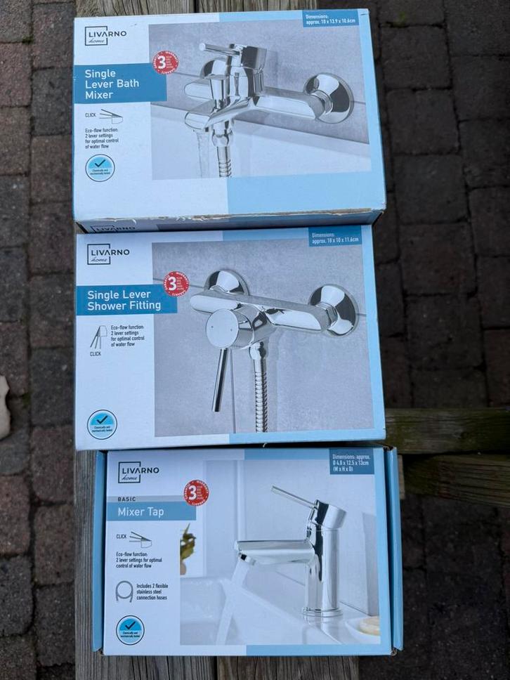Set van 3 badkamer kranen, Livarno, Doe-het-zelf en Verbouw, Sanitair, Nieuw, Overige typen, Chroom, Ophalen of Verzenden