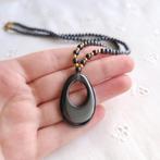 Vintage hematiet edelsteen ketting, Verzenden, Zwart, Zo goed als nieuw, Met edelsteen
