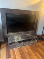 TV Meubel 55 inch, Hout & Buffalo Leer, Ophalen, Zo goed als nieuw, Overige merken