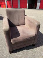 Bruine stoffen fauteuil, Ophalen, Gebruikt, 75 tot 100 cm, 50 tot 75 cm