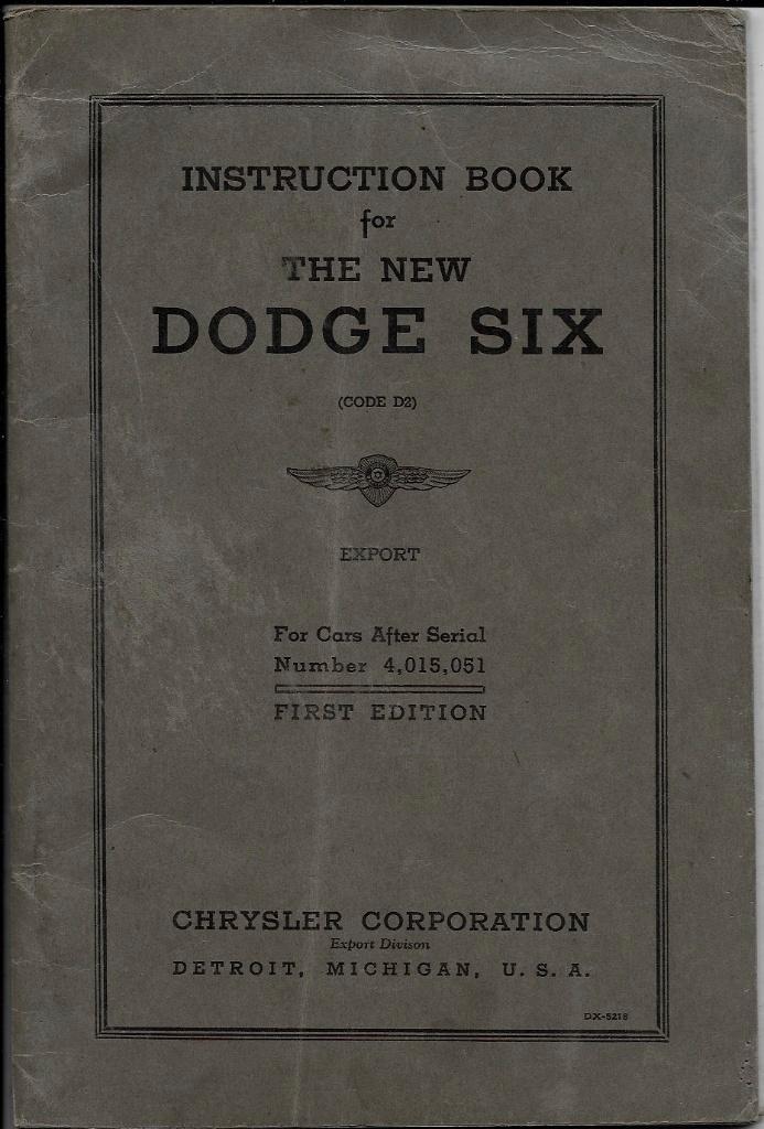 Dodge Six handleiding instruction manual + supplementen, Auto diversen, Handleidingen en Instructieboekjes, Ophalen of Verzenden