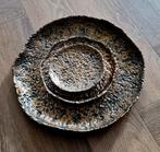 Set 3 schalen / borden / tray brass ruw goudkleurig ter deco, Ophalen of Verzenden, Nieuw
