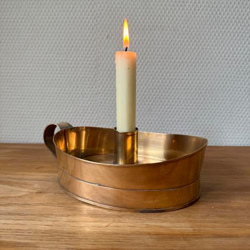 Oude Kandelaar Vintage Antiek Blaker Kuip Model Goud Messing, Antiek en Kunst, Antiek | Kandelaars, Koper of Brons, Ophalen of Verzenden
