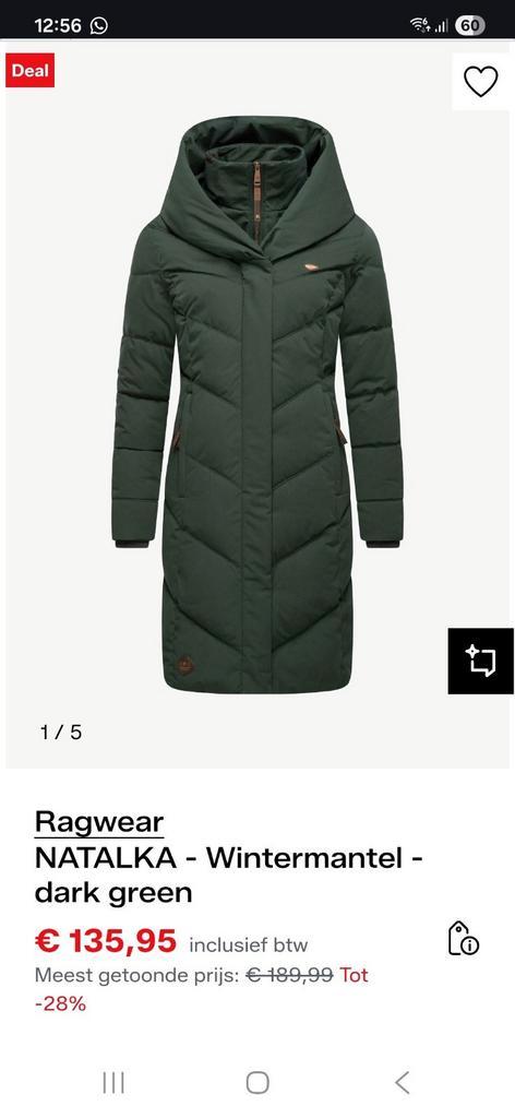 Winterjas dames Ragwear, Kleding | Dames, Jassen | Winter, Zo goed als nieuw, Maat 46/48 (XL) of groter, Groen, Ophalen of Verzenden