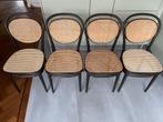 Thonet eet tafel met 4 rieten stoelen, Gebruikt, 100 tot 150 cm, Thonet Merkel, Rond