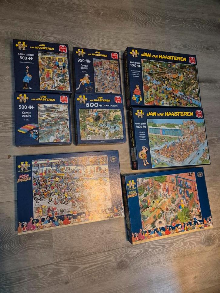 8x Jan van Haasteren puzzels, Hobby en Vrije tijd, Denksport en Puzzels, Gebruikt, 500 t/m 1500 stukjes, Ophalen of Verzenden