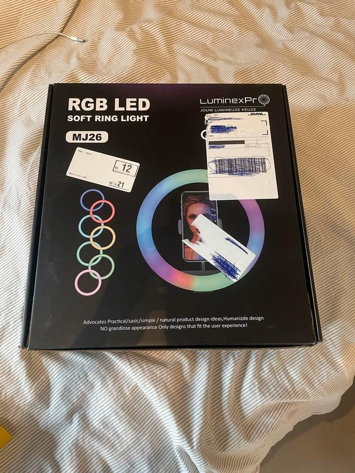 RGB LED Ringlamp met Statief, Audio, Tv en Foto, Fotografie | Fotostudio en Toebehoren, Zo goed als nieuw, Lamp of Flitsset, Ophalen of Verzenden