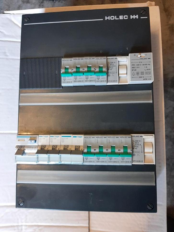 Holec/Hager 10-groepenkast met fornuisgroep, Doe-het-zelf en Verbouw, Elektra en Kabels, Overige typen, Ophalen of Verzenden