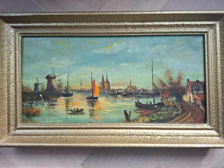 Oud schilderij - Waterpoort Sneek ?, Antiek en Kunst, Kunst | Schilderijen | Klassiek, Ophalen of Verzenden