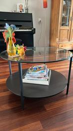Mooie ronde glazen salontafel, Ophalen, 50 tot 100 cm, Rond, Zo goed als nieuw