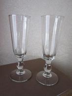 Twee mooie oude champagne flutes - kelk optisch getrokken, Antiek en Kunst, Antiek | Glas en Kristal, Verzenden