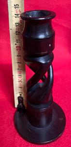 Vintage ebbenhouten kandelaar, handgesneden, Antiek en Kunst, Ophalen of Verzenden, Overige materialen