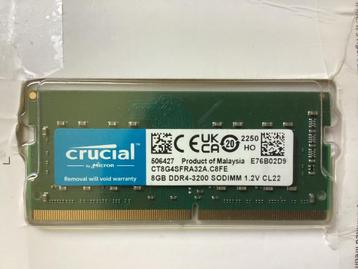 Crucial 8GB DDR4 PC25600 3200MHz SODIMM CT8G4SFRA32A beschikbaar voor biedingen