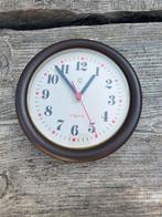 20 cm diameter klok Philips jaren 70 kunststof bruin €22,50, Ophalen of Verzenden, Gebruikt, Analoog, Wandklok