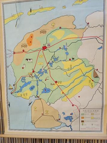 Wand schoolkaart  Friesland beschikbaar voor biedingen
