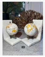 2 x Marmeren Boekensteunen met Wereldbol, Ophalen of Verzenden, X, X, X