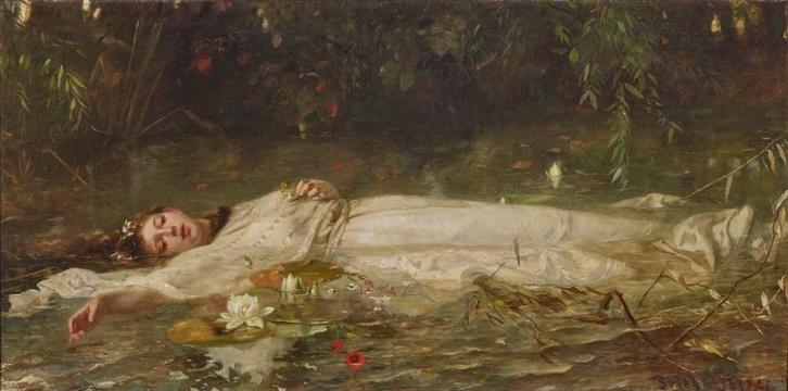 Orphelia - Friedrich Heyser - 1900, Antiek en Kunst, Kunst | Schilderijen | Klassiek, Verzenden