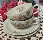 2 brocante kopjes met schotel, pastelbloemen, C&T Altwasser, Ophalen of Verzenden