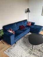 Blauwe velvet hoekbank met metalen poten - Zitmaxx, Ophalen, 250 tot 300 cm, Gebruikt, Hoekbank