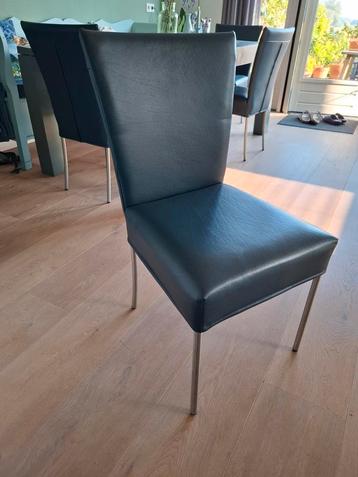 Blauwe leren eetkamerstoelen 6 stuks beschikbaar voor biedingen