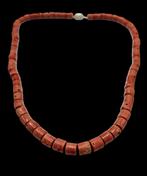 Bloedkoraal ketting met Grote Bloedkoraal Kralen Zilver slot, ., Zo goed als nieuw, Rood, Bloedkoraal
