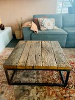 Salontafel hardhout industriële tafel hout zwart frame, Huis en Inrichting, 50 tot 100 cm, Minder dan 50 cm, Zo goed als nieuw