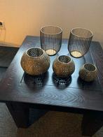 Te koop  goud kleurig set windlichten, Huis en Inrichting, Woonaccessoires | Kandelaars en Kaarsen, Ophalen, Zo goed als nieuw
