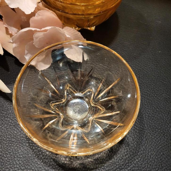 Roze/oranje persglazen schaaltjes, Antiek en Kunst, Antiek | Glas en Kristal, Ophalen of Verzenden