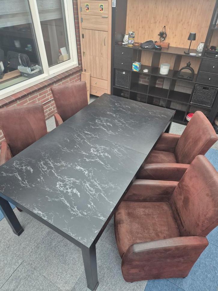 GRATIS mooie tafel met 4 stoelen, Huis en Inrichting, Tafels | Eettafels, Gebruikt, 50 tot 100 cm, 150 tot 200 cm, Rechthoekig