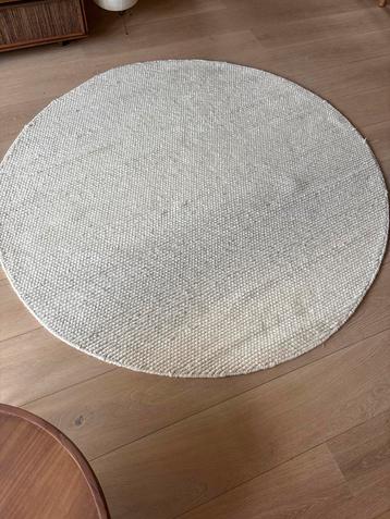 Wollen rond vloerkleed Off White 160cm beschikbaar voor biedingen