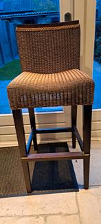 2 Luxe Barstoelen Teak Frame, Huis en Inrichting, Barkrukken, Ophalen, Met voetsteun, Hout, 60 tot 90 cm