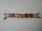 Vintage geëmailleerde schakelarmband, Belgie, Verzenden, Zo goed als nieuw, Goud, Overige materialen
