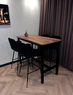 Eetkamer set: Tafel met 4 stoelen, Ophalen, 100 tot 150 cm, Eikenhout, 200 cm of meer