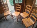 Houten Eettafel met 4 Stoelen - Naturel, Ophalen, Zo goed als nieuw, Scandinavisch, 4 tot 6 stoelen