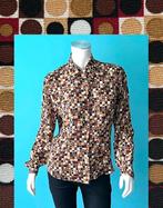 Vintage jaren 70 blouse bruin/beige motief maat 38, Kleding | Dames, Blouses en Tunieken, Maat 38/40 (M), Bruin, Verzenden, Vintage