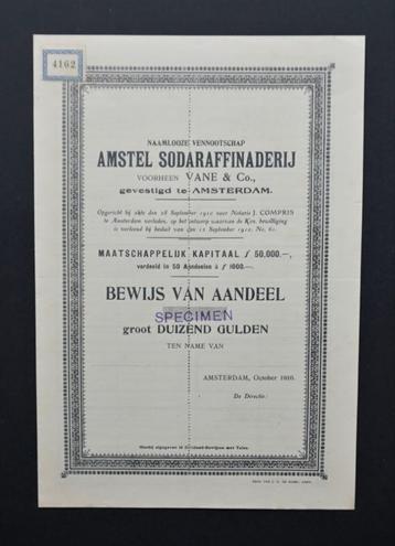 Amstel Sodaraffinaderij v/h Vane & Co. Amsterdam 1910 beschikbaar voor biedingen
