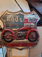 Houten bord Route 66 met motor, Huis en Inrichting, Ophalen, Zo goed als nieuw