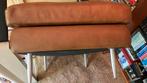 Cognac kleur - mooie hocker / poef / bankje 95 x 70 x 43 cm, Ophalen, Zo goed als nieuw, Rechthoekig