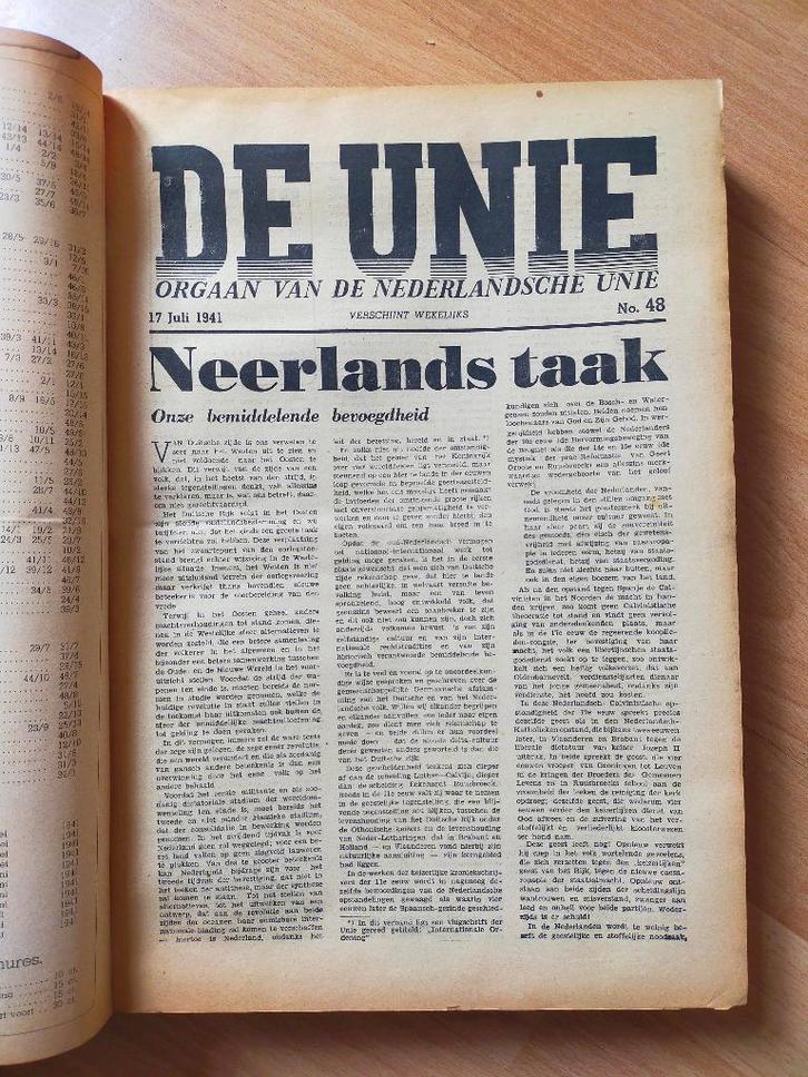 "De Unie", orgaan van de Nederlandsche Unie - 1e jaargang, Boeken, Oorlog en Militair, Gelezen, Algemeen, Tweede Wereldoorlog