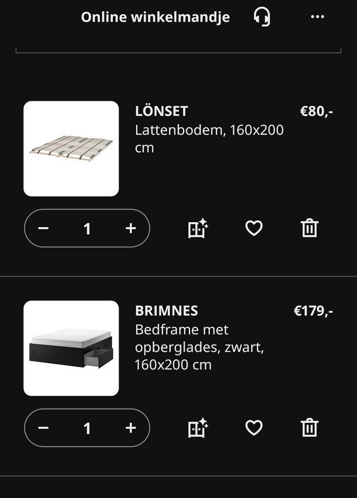 Ikea Brimnes Bed 160x200 + Lonset Lattenbodem, Huis en Inrichting, Slaapkamer | Bedden, Zo goed als nieuw, Tweepersoons, 160 cm