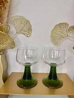 2 Roemer Wijnglazen - Groene Voet, Antiek en Kunst, Antiek | Glas en Kristal, Ophalen of Verzenden