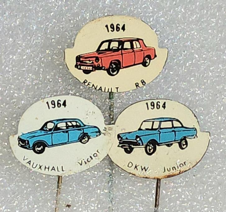 3 Speldjes Oude Auto's - Renault, Vauxhall, DKW, Verzamelen, Speldjes, Pins en Buttons, Gebruikt, Speldje of Pin, Overige onderwerpen