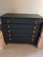 Ladenkastje krijtverf met wieltjes en leren handgrepen, Huis en Inrichting, Kasten | Ladekasten, Ophalen, Overige materialen, Gebruikt