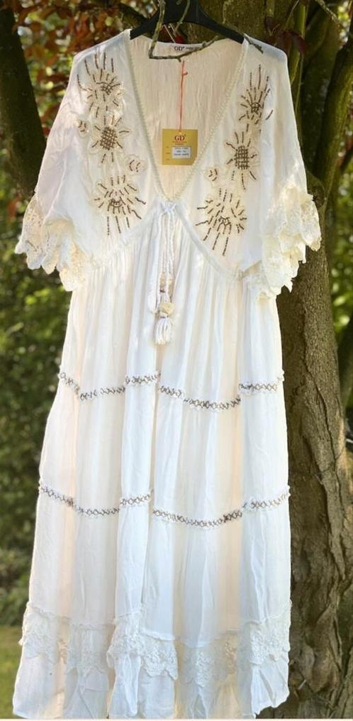 Prachtige crème witte boho dress xl one size Ibiza angel, Kleding | Dames, Jurken, Nieuw, Maat 46/48 (XL) of groter, Wit, Onder de knie