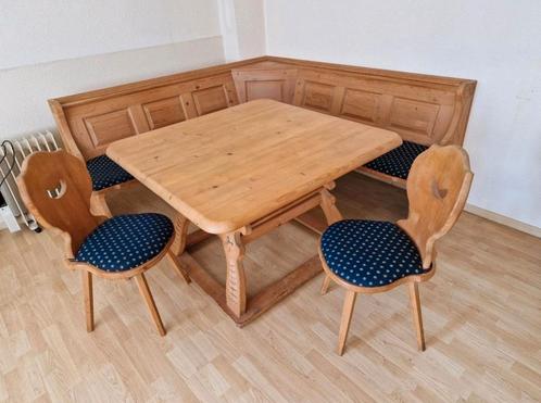 Ambachtelijk Robust Zwitserse Oostenrijkse Eethoek zithoek, Huis en Inrichting, Banken | Complete zithoeken, Gebruikt, Hout, Stof