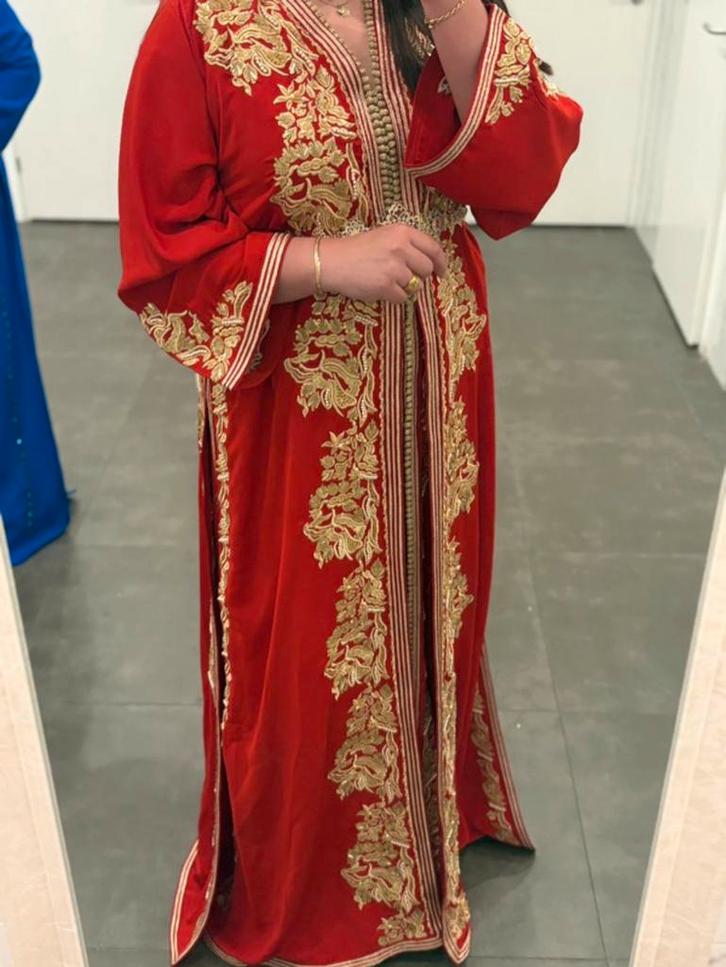 Rode Takchita + sieraden, Kleding | Dames, Gelegenheidskleding, Zo goed als nieuw, Overige typen, Maat 38/40 (M), Rood, Ophalen of Verzenden